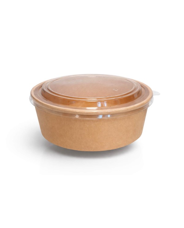 Ensaladera Cartón Kraft Bol + Tapa 1300ml