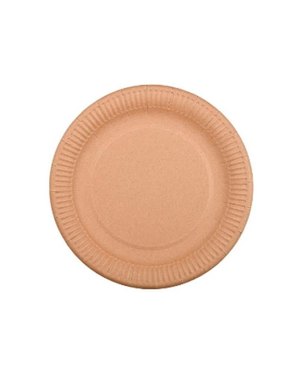 Plato Cartón Kraft Antigrasa 18cm - 10 unidades