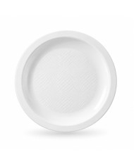 Prato Raso Reutilizável de PP Branco 29 cm (25 unidades)