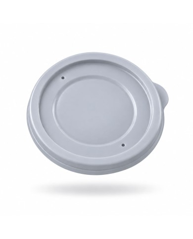 Tampa de polipropileno para copos de 170 ml e 250 ml. Cinza-pérola 77 x 10 mm.