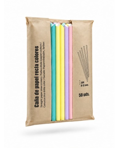 Palhinhas de Papel Retas – Cores Variadas (50 unidades)