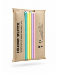 Cañitas de Papel Rectas Colores Surtidos (50 unidades)