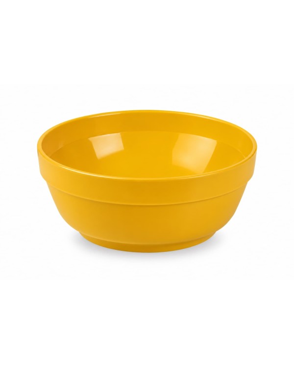 Taça em PBT de 450 cc. Amarelo-mostarda, livre de BPA e reutilizável.