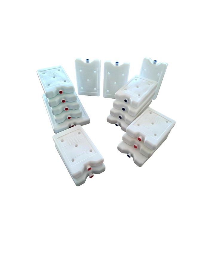 Acumulador rígido 900 cc (215x130h35) gel de hielo, para frio positivo  (Tapón azul +2º+8º)(cajas de 12uni)