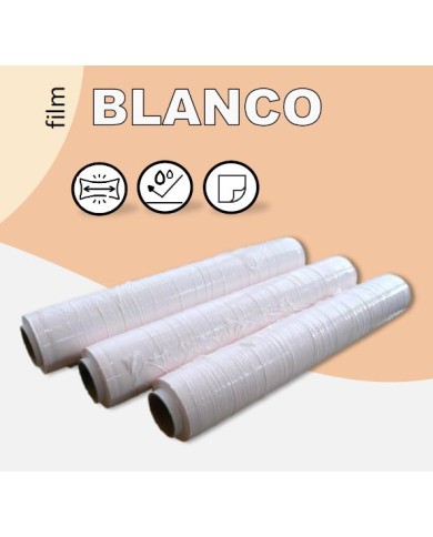 FILM PALETIZAR MANUAL 23 MY BLANCO  ESTANDAR. ANCHO 500 mm. *** RECICLADO 60%