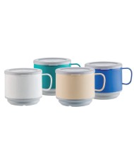 TAZA ISOTERMICA POLIPROPILENO BLANCA,GRIS O AZUL