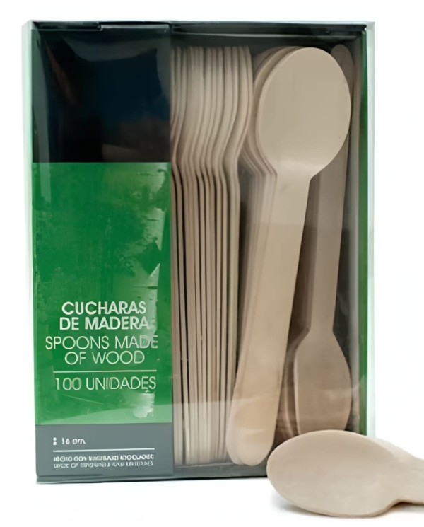Cuchara de madera ecológica 165 mm – 100 unidades