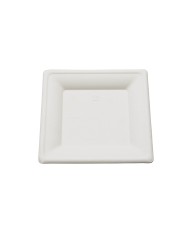 PLATO CUADRADO CAÑA AZUCAR BLANCO 26X26 CM "BE-PULP" (50 uds/paq)