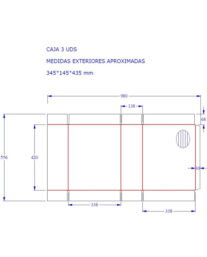Caja para Vino con Separador para 3 Botellas | Pack 16 Unidades