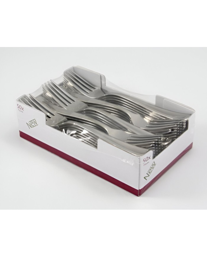 Tenedor efecto metal 18,5 cm (1 paquete de 50 unidades)