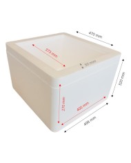 Caja PS ISOTERMICA (Ext 500x470h355) (Int 380x350h27)(Tamaño L internacional) 38 litros Pared 50 (60 horas) 3 uni paquete