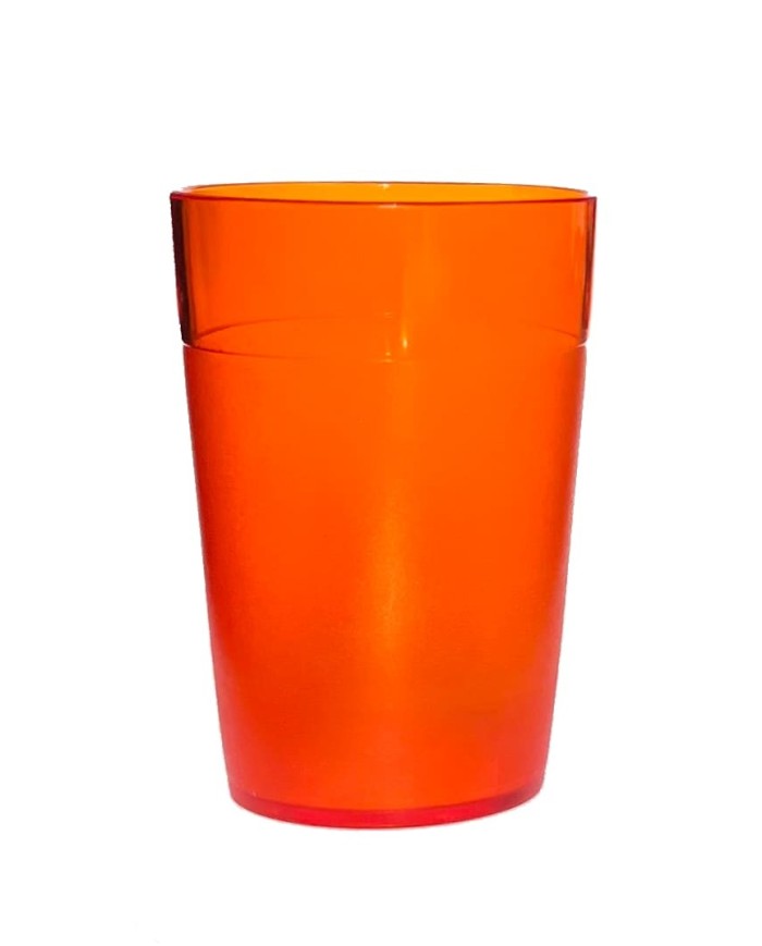 VASO AGUA POLICARBONATO 250cc COLOR NARANJA ZANAHORIA TRANSPARENTE 70 X 102 mm