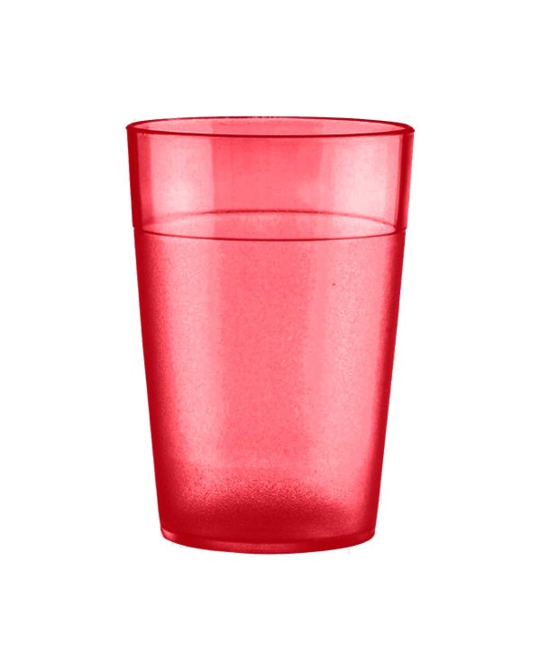 VASO AGUA POLICARBONATO 250cc COLOR ROJO CERVEZA TRANSPARENTE 70 X 102 mm