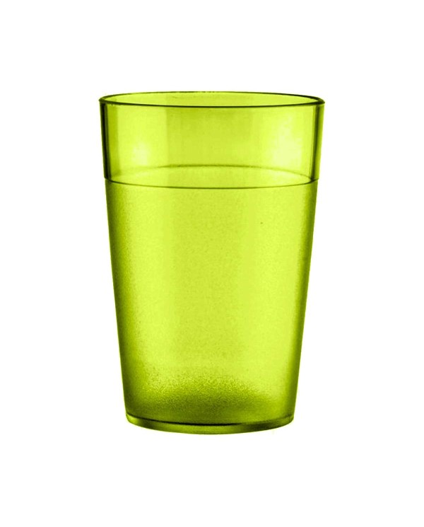 VASO AGUA POLICARBONATO 250cc COLOR VERDE LIMA TRANSPARENTE 70 X 102 mm