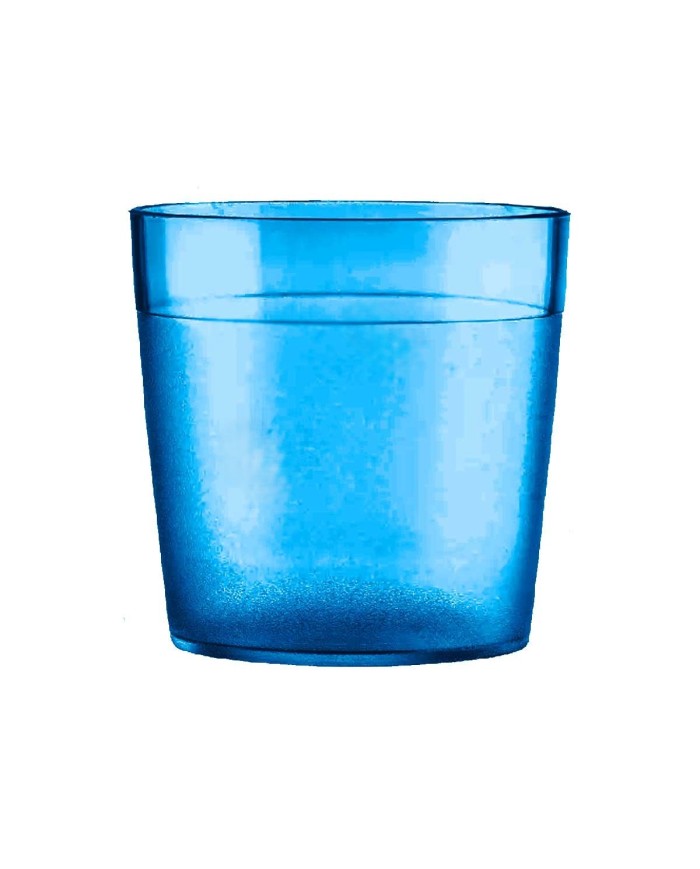 VASO AGUA POLICARBONATO 170cc AZUL CAPRI  TRANSPARENTE  (70 X 70 mm)