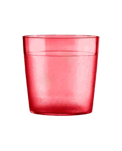VASO AGUA POLICARBONATO 170cc ROJO CEREZA  TRANSPARENTE (70 X 70 mm)