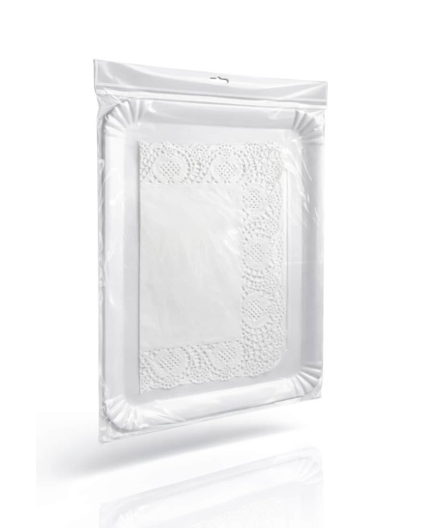 SET DE 1 BANDEJA DE CARTON Y BLONDA BLANCO (31 X 38) ****