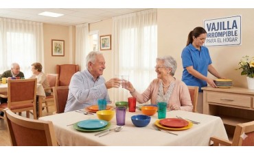 Vasos y platos irrompibles para residencias.